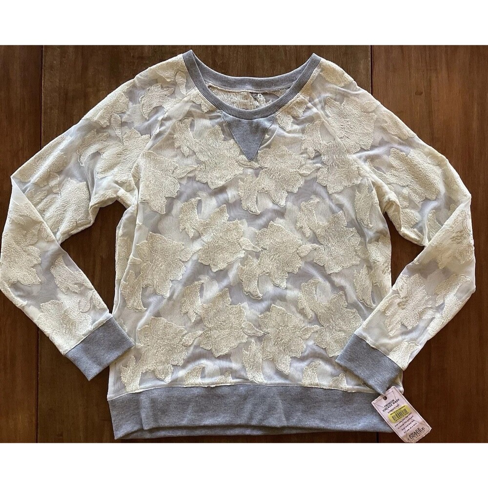 Awake Couture Embroidered Sheer Mesh Long Sleeved Pullover Medium NWT